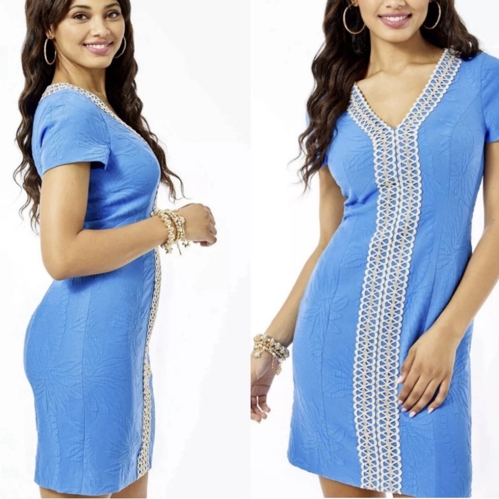 Lily Pulitzer Blue Dress with Gold Trim